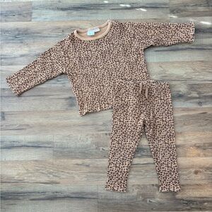 ZARA Leopard Print Waffle Knit Set